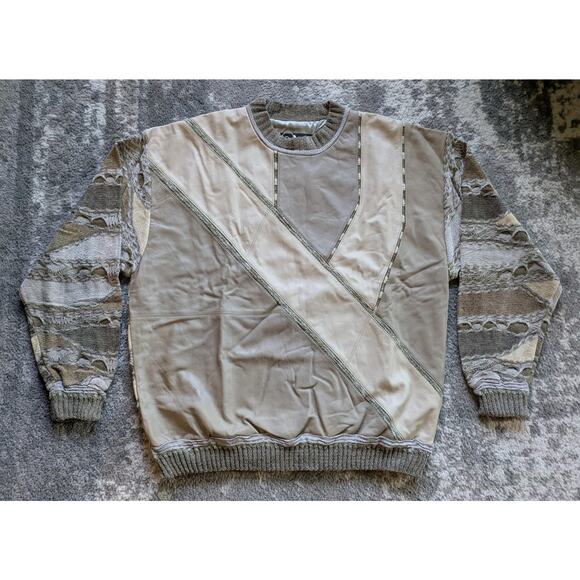 Saxony Other - Vintage 90s Saxony Leather Sweater, Coogi Hip-Hop - Men's XL, New With Tags RARE